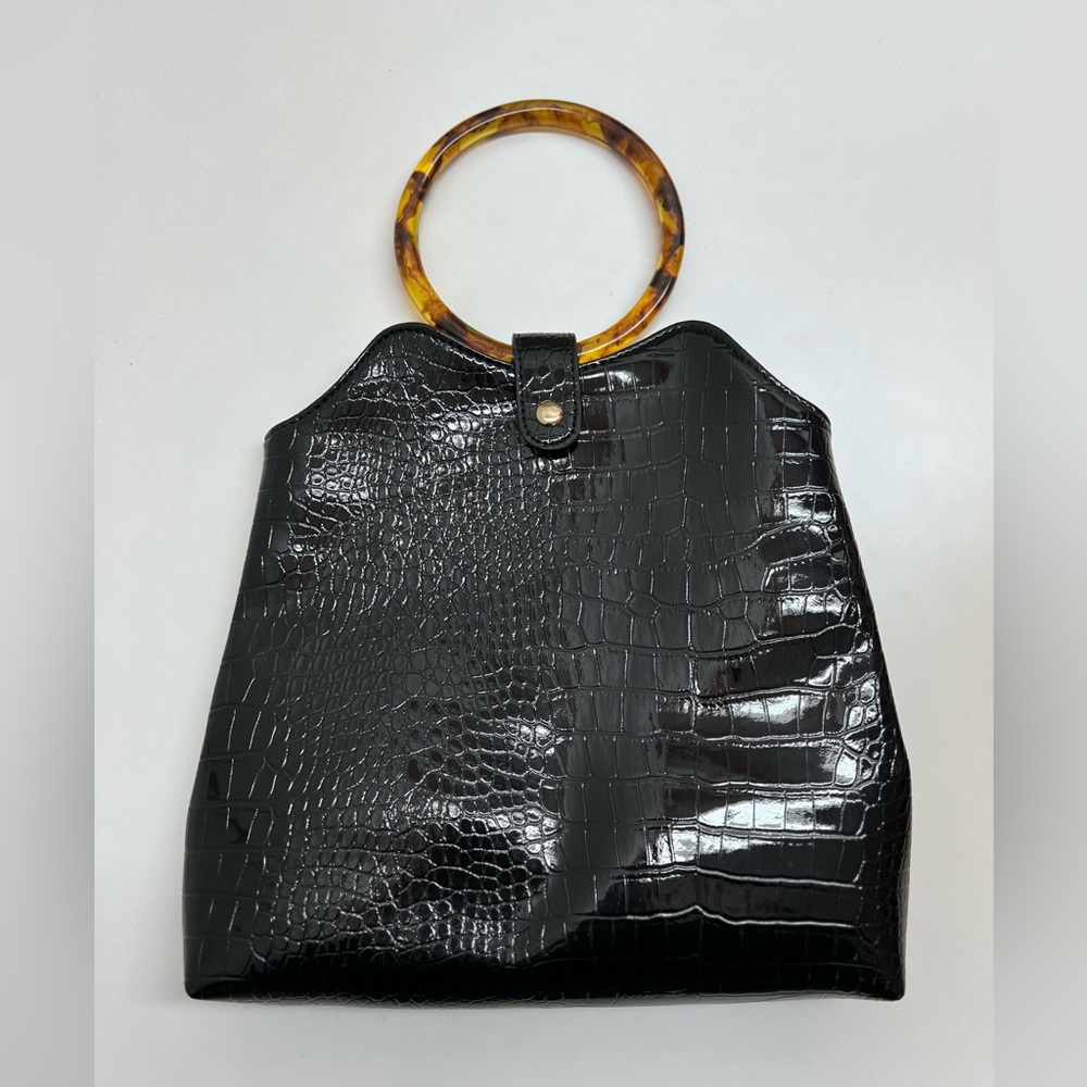 Vintage black croc handbag